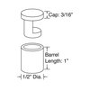 Outwater Round Standoffs, 1 in Bd L, Stainless Steel Plain, 1/2 in OD 3P1.56.00614